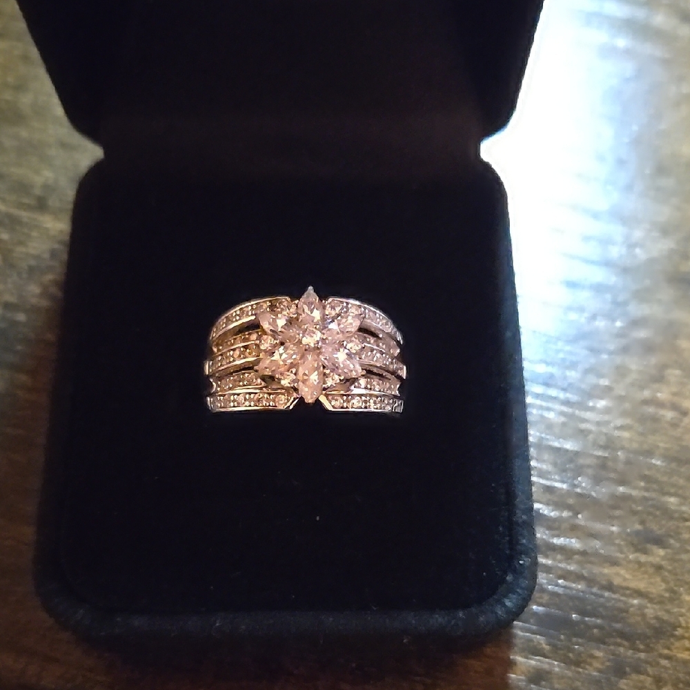 Rose Gold Multi-Band Ring with Sparkling Diamonds